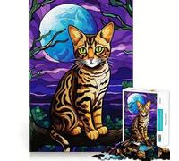 Puzzle de 1000 pièces - Chat du Bengale dans la nature - Ajustement parfait - Décoratif - Stimulation spirituelle - Temps de jeu confortable - 38 x 52 cm