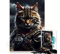 Puzzle de 1000 pièces Chat en Armure en colère Découpe précise Jeu Amusant et Stimulant Mental Jeu de Repos Cadeau d'anniversaire Activité Artistique (38x26cm)