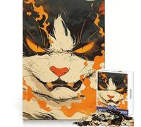 Puzzle de 1000 pièces Chat en colère à l'aura Ardente pour Adultes, Stimulant la logique et offrant Une Distraction Douce Assemblage sans Couture Cadeau Festif (50x75cm)