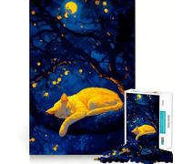 Puzzle de 1000 pièces Chat endormi dans Un Arbre la Nuit pour Adolescents, Jeu de réflexion, Jouet Anti-Stress, découpe soignée, Cadeau Artistique 38x26cm