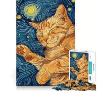 Puzzle de 1000 pièces Chat endormi et Nuit étoilée pour Adultes, Sharp Logic, Jouet de Loisirs pour la Maison, découpe précise, 38x52cm