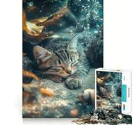 Puzzle de 1000 pièces Chat endormi sous l'eau pour Adolescents, Jouet Intelligent, découpe précise, Cadeau saisonnier 38x26cm