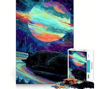 Puzzle de 1000 pièces Chat endormi sous Un Ciel Cosmique pour Adolescents, Jeu de logique mentale, Anti-Stress, découpe Ferme, Cadeau de Noël 38x26cm