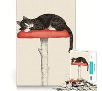 Puzzle de 1000 pièces Chat endormi sur Un Champignon pour Adultes, Sharp Logic, Jouet de Loisirs pour la Maison, découpe précise, 38x52cm