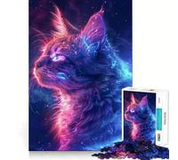 Puzzle de 1000 pièces Chat et Animal de l'espace pour Adolescents, Jeu de Puzzle Stimulant la réflexion, Jeu de Groupe, Art Assembler, Cadeau Classique (38x52cm)