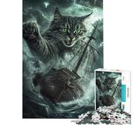 Puzzle de 1000 pièces Chat et Bateau en Pleine tempête idéal pour Un Anniversaire ou Noël Décoration Murale Jouet éducatif pour Les Enfants de 14 Ans et Plus (38x52cm)