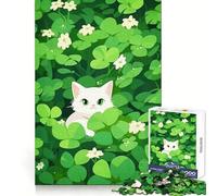 Puzzle de 1000 pièces Chat et Trèfle pour Adolescents, idéal pour développer la mémoire Cognitive, Passer Un Moment paisible, découpe précise, Joyeux Noël (38x26cm)