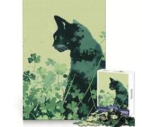 Puzzle de 1000 pièces Chat et Trèfle pour la Saint-Patrick,idéal pour Les Adolescents,Stimulant l'agilité cérébrale,apaisant et sécurisant,Parfait pour Un Anniversaire (38x26cm)