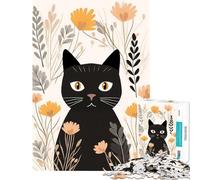 Puzzle de 1000 pièces Chat fantaisiste et Floral Jouet éducatif et ludique Jeu Impossible Idéal pour se divertir à la Maison Cadeau d'anniversaire (Dimensions 38x26cm)
