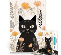 Puzzle de 1000 pièces Chat Fleuri fantaisiste Jeu de Construction Ajustement Parfait Activité gratifiante pour Les Jours de Pluie (38x26cm)