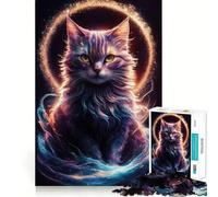 Puzzle de 1000 pièces Chat Galaxie Découpe précise Jeu de logique et de réflexion Jeu de détente Cadeau d'anniversaire Amusant (38x52cm)