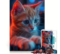 Puzzle de 1000 pièces Chat Gaming Mignon Découpe Précise Art Logique Jeu de Réflexion Détente Cadeau d'anniversaire Amusant (38x52cm)