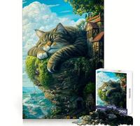 Puzzle de 1000 pièces Chat géant endormi pour Adultes, Jouet de logique Pointue, Loisirs à Domicile, découpe précise, 50x75cm