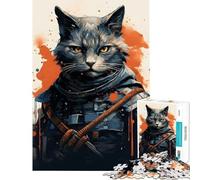 Puzzle de 1000 pièces Chat Guerrier Japonais pour Jeu Éducatif Jouet Éducatif Cadeau d'anniversaire Décoration Intérieure (Dimensions 38x26cm)