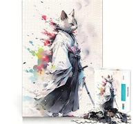 Puzzle de 1000 pièces Chat Guerrier pour Adolescents activité ludique et stimulante de Haute précision,découpe précise et apaisante pour Une Pause mentale (38x26cm)