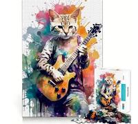 Puzzle de 1000 pièces Chat Humain Peinture Découpe précise Jouet Amusant et Stimulant Mental Jeu de Repos Jeu d'anniversaire Art Découverte (38x26cm)