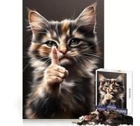 Puzzle de 1000 pièces Chat Impertinent donnant Un Avertissement pour Adolescents, améliore la mémoire, détend l'esprit, Cadeau créatif aux Bords Nets (50x75cm)
