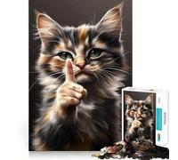 Puzzle de 1000 pièces Chat Impertinent donnant Un Avertissement pour Adolescents, améliore la mémoire, détend l'esprit, Cadeau créatif aux Bords Nets (50x75cm)