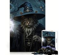 Puzzle de 1000 pièces Chat Magicien lançant Un Sort pour Adultes,idéal pour stimuler la mémoire,se détendre et Offrir Un Cadeau Festif Parfait (38x26cm)