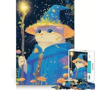 Puzzle de 1000 pièces Chat Magicien pour Adolescents,Jeu Stimulant l'esprit,pièces nettes et sans bavures,Facile à Apprendre,pour Toute la Famille (38x26cm)
