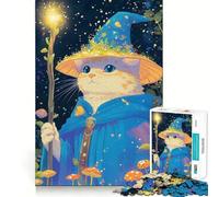 Puzzle de 1000 pièces Chat Magicien pour Adultes,Exercice Mental,découpe de précision,Bords Lisses,activité relaxante à Faire en Groupe à l'intérieur (50x75cm)