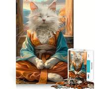 Puzzle de 1000 pièces Chat méditant Mystique pour Adultes Jeu de réflexion Stimulant Temps de détente Bords précis Cadeau Exquis (38x26cm)