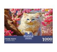 Puzzle de 1000 pièces « Chat Mignon et Fleurs épanouies » (1000 pièces) - Jeu éducatif en Papier recyclé pour Hommes et Femmes - 38 x 26 cm