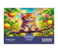 Puzzle de 1000 pièces « Chat Mignon Impossible » - Chaton, Branche d'arbre fruitier ensoleillée - Décompression pour Adultes - Excellente idée Cadeau - 70 x 50 cm / 1000 pièces