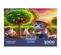 Puzzle de 1000 pièces « Chat Mignon », Un Jeu Stimulant et Amusant à Offrir - Chats, Lapins, verger d'agrumes et Ferme - Décoration Murale pour Adultes et Enfants - 52 x 38 cm / 1000 pièces