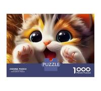 Puzzle de 1000 pièces « Chat Mignon, Vague ludique », en Carton recyclé, idéal pour se détendre en Famille, se divertir à la Maison ou comme Passe-Temps, pour débutants (52 x 38 cm).