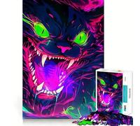 Puzzle de 1000 pièces Chat néon aux Dents Pointues pour Adolescents, idéal pour développer sa mémoire, se détendre et s'apaiser (50x75cm) Un Cadeau Classique à Assembler