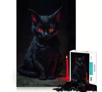 Puzzle de 1000 pièces Chat Noir aux Yeux Rouges et sorcière,Jeu cognitif Amusant,Structure à emboîter précise,activité de Partage et de complicité pour Les Proches (50x75cm)