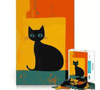Puzzle de 1000 pièces Chat Noir Jeu d'articulation précis et Amusant,idéal pour développer Ses capacités cognitives,se détendre et décorer pour Noël (38x26cm)