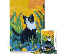 Puzzle de 1000 pièces Chat Noir Joueur dans l'herbe pour Adolescents, idéal pour améliorer la mémoire et se détendre mentalement Design épuré et créatif (38x52cm)