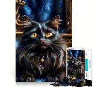 Puzzle de 1000 pièces Chat Noir mystérieux pour Adolescents, idéal pour renforcer la mémoire, se détendre à la Maison, Bords Nets, Cadeau précieux (38x52cm)