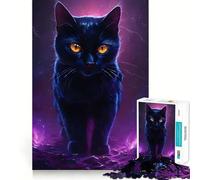 Puzzle de 1000 pièces Chat Noir Mystique pour Adultes et Adolescents Jeu de réflexion Paisible et Amusant Bords Nets Cadeau mémorable (38x52cm)