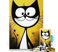 Puzzle de 1000 pièces Chat Noir Souriant pour Adolescents Jeu de logique Solide Découpe précise pour Les vœux du Père Noël 50x75cm