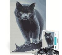 Puzzle de 1000 pièces Chat Noir Vintage,pièces Bien ajustées,Jouet créatif et Amusant,Moments de détente et de Plaisir,Cadeau de décoration d'anniversaire (38x26cm)
