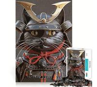 Puzzle de 1000 pièces Chat Noir Vintage samouraï,pièces Bien ajustées,Jouet créatif et Amusant,Moments de détente et de Plaisir,Cadeau de décoration d'anniversaire (38x52cm)