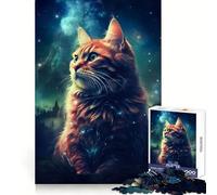 Puzzle de 1000 pièces Chat Nuit Voie Lactée pour Adolescents Savoir se Souvenir du Pouvoir,Évasion sereine,Bords précis,Cadeau d'anniversaire (38x52cm)