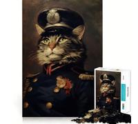 Puzzle de 1000 pièces Chat Officier pour Adolescents Un Cadeau élégant, idéal pour se ressourcer et se détendre (38x52cm)