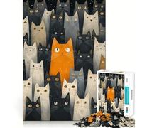 Puzzle de 1000 pièces Chat Orange dans la Foule pour Adolescents Jeu de réflexion Jouet à Partager Découpe Nette (38x26cm)