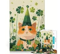 Puzzle de 1000 pièces Chat Orange pour Adultes, idéal pour la Saint-Patrick, renforce Les Liens familiaux, Bords Nets, Cadeau d'anniversaire (38x52cm)
