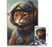 Puzzle de 1000 pièces - Chat Pilote de l'armée de l'air - Jeu intellectuel et éducatif pour Un Père Noël Secret - Dimensions : 38x26cm