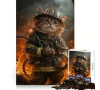 Puzzle de 1000 pièces Chat Pompier pour Adolescents, activité relaxante et Facile à Manipuler, Cadeau Unique (38x52cm)
