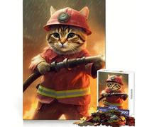 Puzzle de 1000 pièces Chat Pompier pour Adultes et Adolescents Idéal pour l'entraînement, la détente et Les Sensations Bords Nets Cadeau de Noël attentionné (38x52cm)