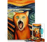 Puzzle de 1000 pièces Chat Qui crie Jeu de réflexion créatif et de détente Décoration Murale de Noël (38x26cm)