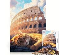 Puzzle de 1000 pièces Chat Qui Fait la Sieste au Colisée pour Adultes,idéal pour développer Son raisonnement et se détendre Un Cadeau de Noël Unique avec des Bords de qualité supérieure (50x75cm)