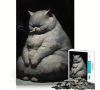 Puzzle de 1000 pièces Chat Qui Fume pour Adolescents Stimule la mémoire Calme et sérénité (50x75cm)