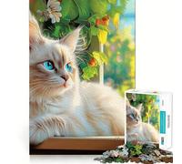 Puzzle de 1000 pièces Chat Ragdoll la fenêtre pour Adultes, Jeu de logique et de réflexion apaisant, découpe Ferme et chaleureuse (38x52cm)